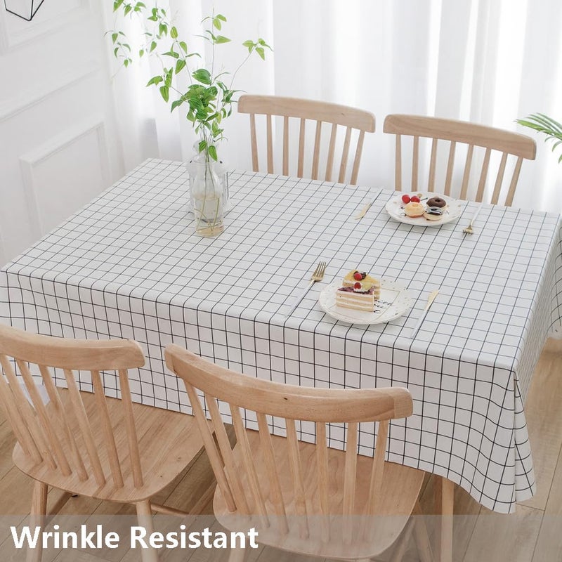 TruDelve Heavy Duty Vinyl Table Cloth Plastic Tablecloths for Kitchen Dining Tables Wipeable PVC Waterproof Tablecloth for Square Table (54'' x 54'', White Plaid) - Image 3